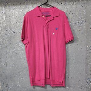 New AE American Eagle Athletic Fit Mens Pink Pique Short Sleeve Polo Shirt XL